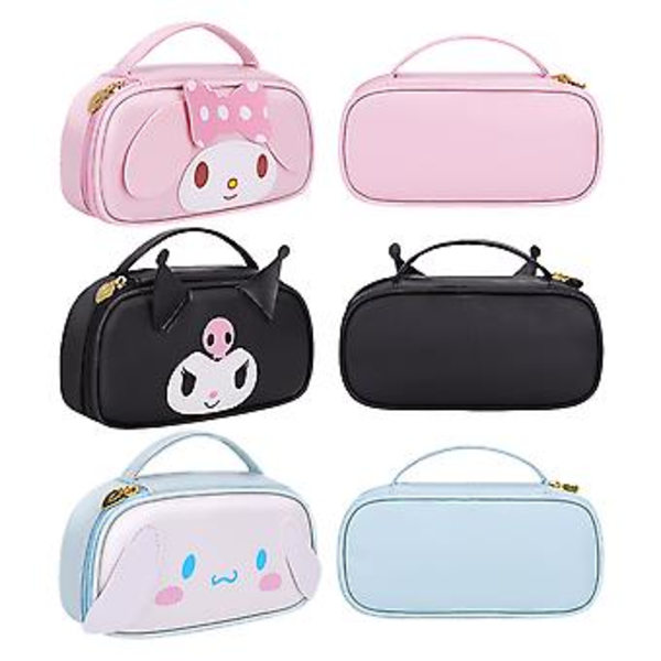 Kawaii Sanrio Pennfodral Barn Flickor Cinnamoroll My Melody Kuromi Dragkedja Pennfodral Pennförvaringspåse Väska (Svart)