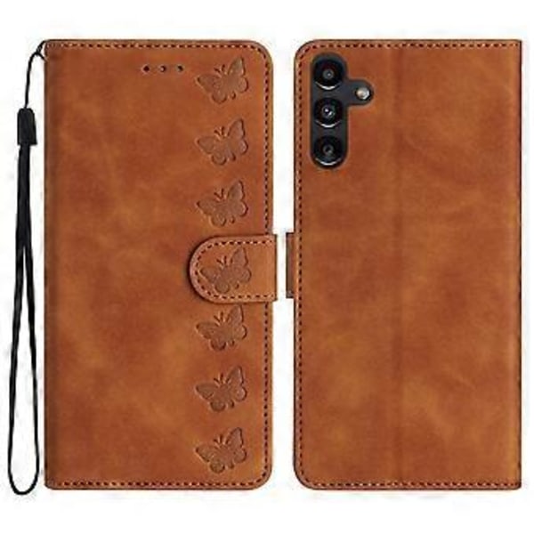 Til Samsung Galaxy A35 5G Etui PU Læder Wallet Stand Sommerfugl Præget Telefon Cover (Style A)