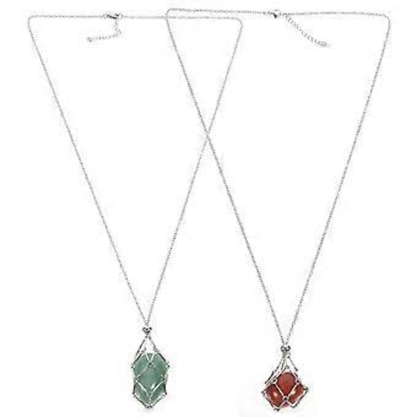 Halsband med natursten, ihålig nätkristallhållare, kristallberlockhalsband, smycken