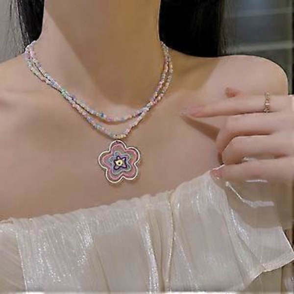 Värikäs Helminauha Boho Tähti Sydän Riipus Choker Ketju Kaksinkertainen