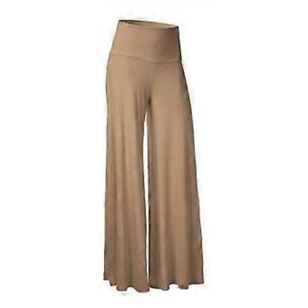 Dame Fit & Flare Plain Bukser Bløde Åndbare Casual Lange Bukser Sommer Sport Gym Yoga Dance Bukser (S Khaki)