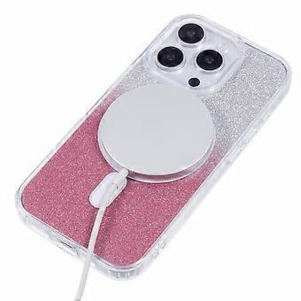 iPhone 16 Pro -kuori, yhteensopiva MagSafe-latauksen kanssa, TPU+akryylipuhelinkuori glitter-lisäkkeellä (tyyli F)