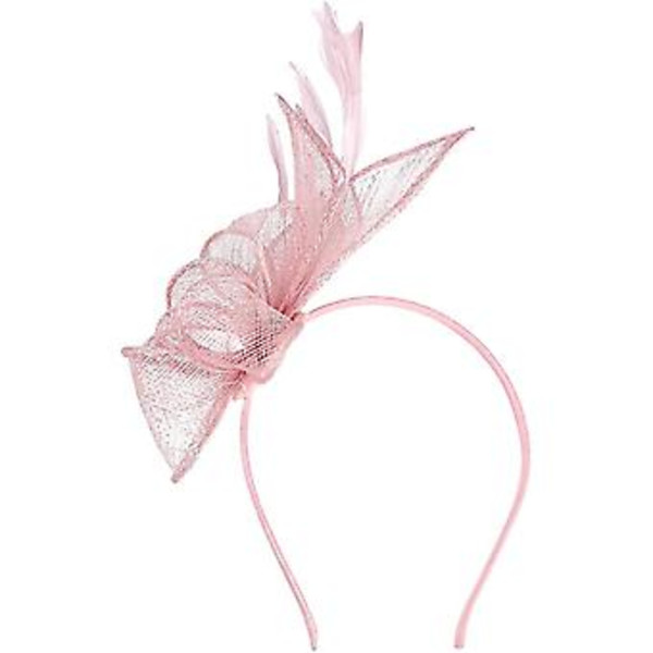 Fascinatorer for kvinner Bryllupsfascinator Hatt Blomst Mesh Fjær Hodebånd Rosa