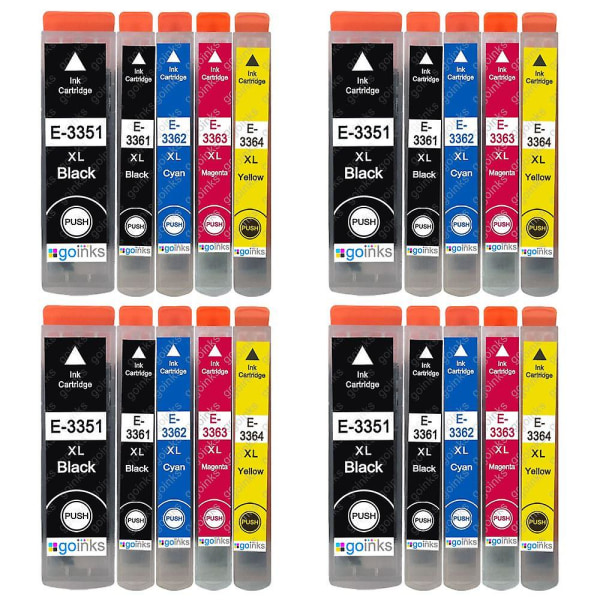 4 Set of 5 Ink Cartridges to replace Epson T3357 (33XL Series) Compatible/non-OEM from Go Inks (20 Inks)