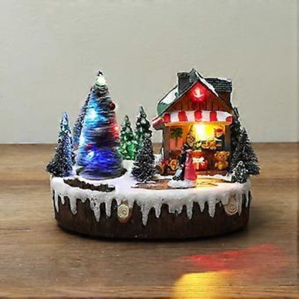 Lysande Musik Litet Hus Julgran Stuga Julklappar Dekorationer (B)