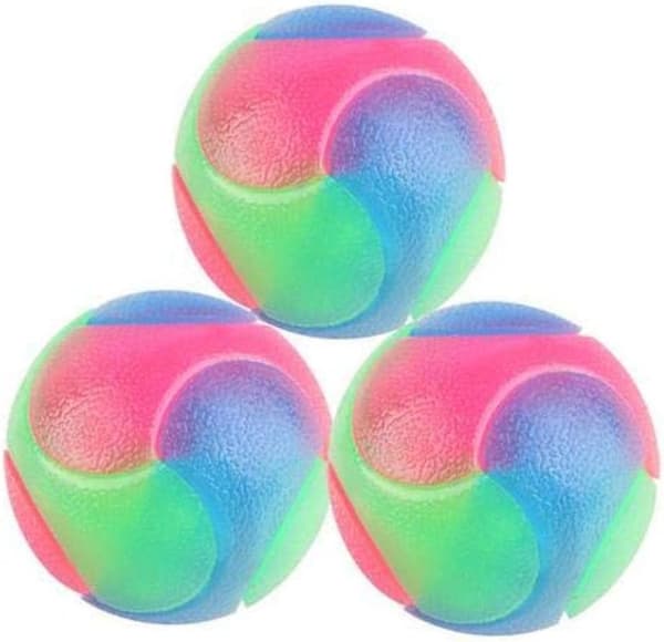 Blinkende elastisk bold lyser op hundebolde gløder i mørket, interaktive kæledyr legetøj, gummi tygge bold legetøj sikkert for hvalp, Ca