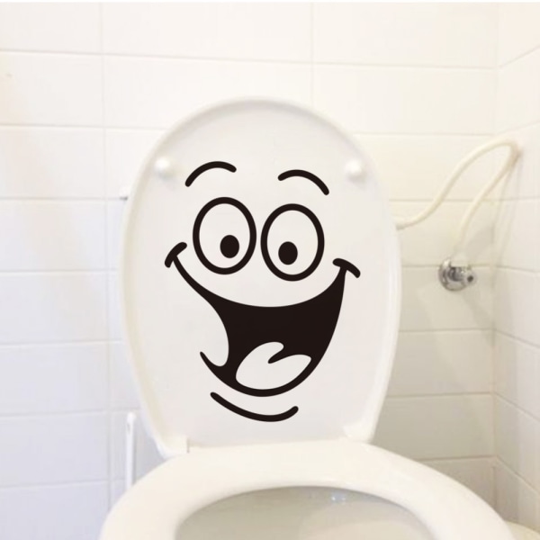 2 stk. Smiley-klistermærker, sjove vægklistermærker til toilet, badeværelse, Ki