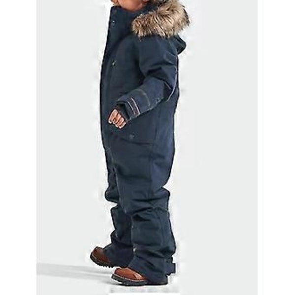 Vindtett og vanntett tykk heldress for barn med enkelt og dobbelt brett, selvlysende, ski dress i bomull for gutter og jenter (80 marineblå)