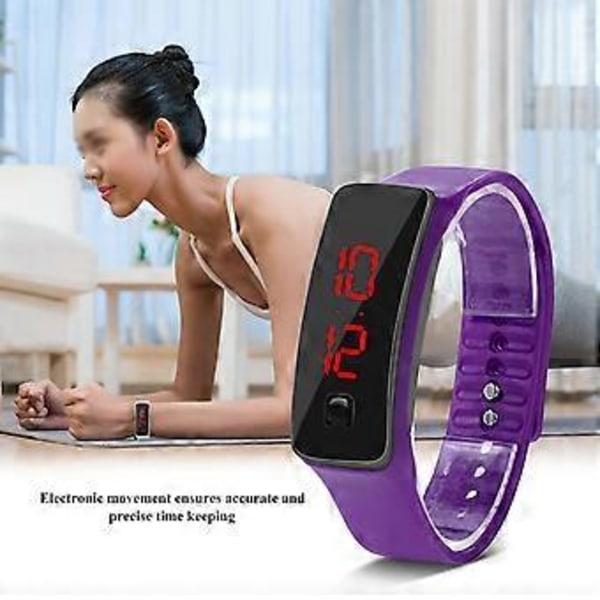 LED Klocka Sport Silikonarmband Digital 12-timmarsurtavla Elektronisk Display Armbandsur