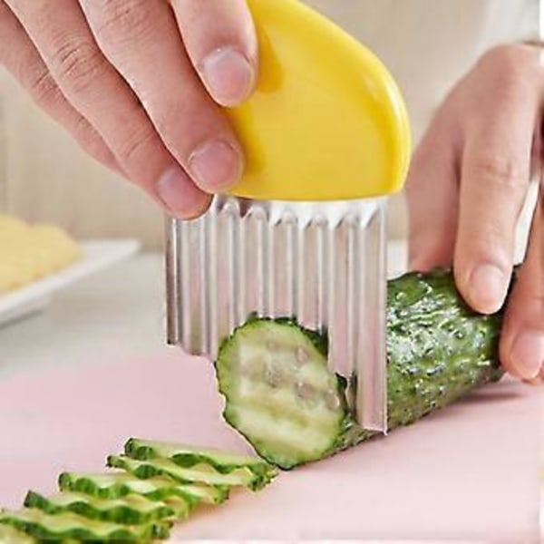 Mini Bølgeformet Grønnsakskutter i Rustfritt Stål, Kjøkkenredskap, Potetkutter, Husholdningsdings