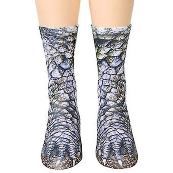 Unisex 3D Print Dyrepote Crew Sokker Sjove Nyhed Elastiske Strømper (Dinosaur)