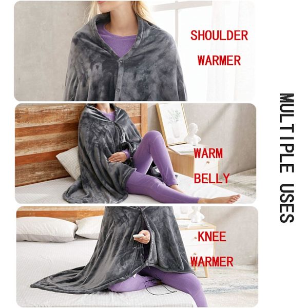 150 x 85cm USB-uppvärmd sjal 3 inställningar Bärbar elektrisk poncho T
