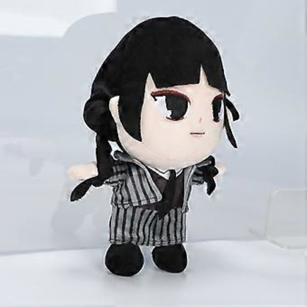 25cm Wednesday Addams Plussj leketøy Enid The Thing Stoffdyr for barn Gave (Svart hår)