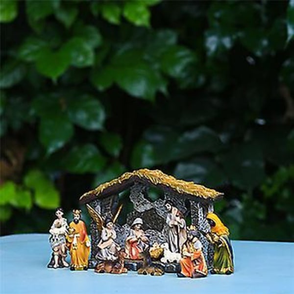 Julekrybbe 2022 Jesus Fødsel Statue Harpiks Hjemmekontor Skulptur Dekorasjon Ornamenter Gaver ( )