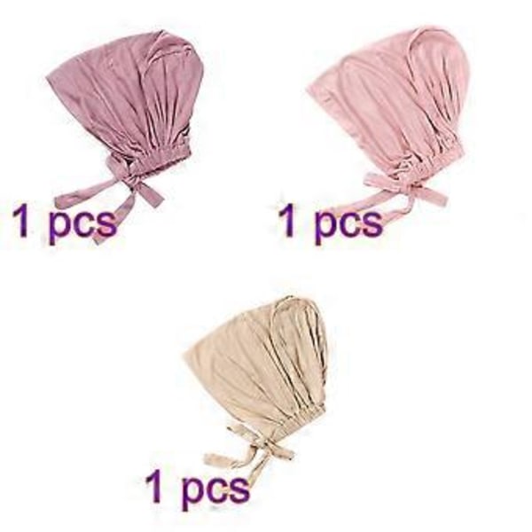 Kvindes Hætte Hætte Under tørklæde Turban Hætter Bundet Bonnet Elastisk Sovende Hår Hovedbind Blød Beanie Sovehatte (Sæt 4)