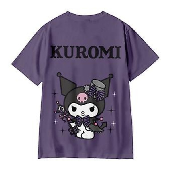 2023 Kvinders Teen Kuromi Anime Tryk T-shirt Kortærmet Rundhals Harajuku T-shirts Streetwear (L)