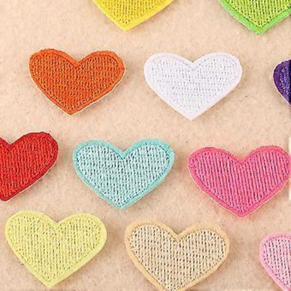 20 stk Hjerte Kærlighedsform Jern-På Patches Broderet Patch Stickers DIY Applikationer til Tøj Rygsæk Håndtaske Badges (Tilfældige Farver)