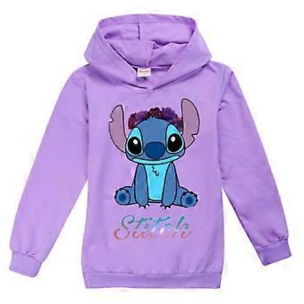 Barn Pojkar Flickor Stitch Tryckt Långärmad Huvtröja Tröja Vår Höst Toppar Huvad Tröja (7-8 År Lila)