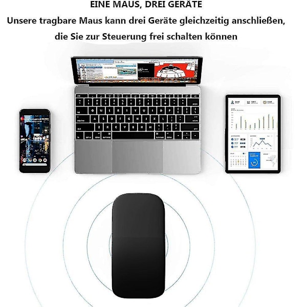 Ergonomisk trådløs mus, sammenleggbar flat mus, trådløs