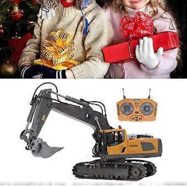 2,4G RC Grävmaskin Leksak Roterbar Full Funktionsbelysning Musik Legering Byggtraktor( )