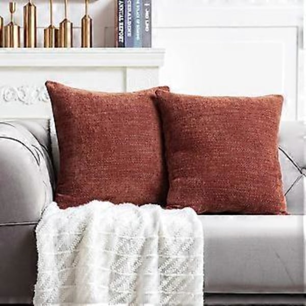Kuddfodral 18x18 tum, 2-pack, Terrakotta Rost, Dekorativa Kuddfodral, Kvadratiska Accentkuddfodral för Soffa, Vardagsrum, Lanthus