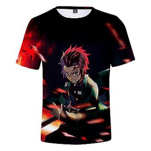 Demon Slayer Anime Print T-paidat Naiset Miehet Kesä Casual Pyöreäkaulainen Tee Topit Lahjat Faneille (3XL A)