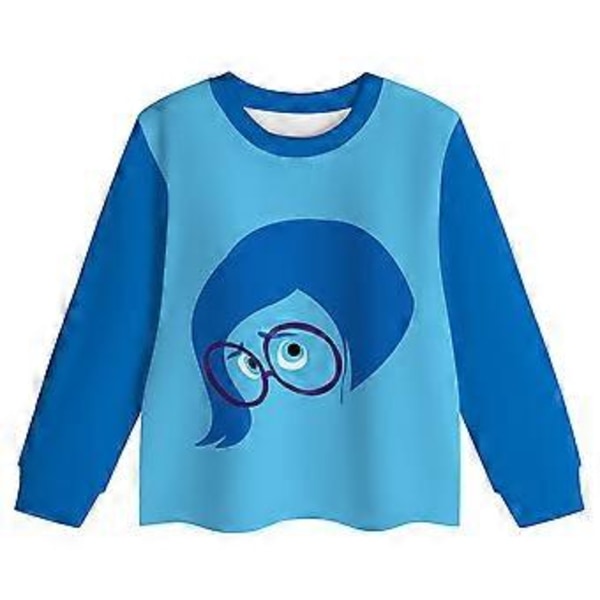 Barnens Inside Out 2 Pyjamas Sadness Cosplay Kostym Långärmad T-shirt Byxor Set Sovkläder Nattkläder Pjs Outfits (6-7 år)