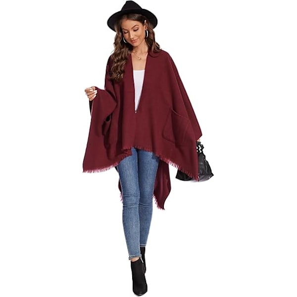 Elegant Sjal med Öppen Framkant, Mjuk Poncho för Kvinnor, Lämplig för Vår, Höst och Vinter