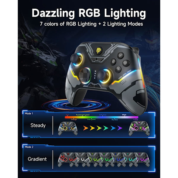 X15 PC-controller - Forbedret trådløs Bluetooth-controller med Hall-joysticks/Hall-aftrækkere/RGB-belysning - Ingen stick-drift