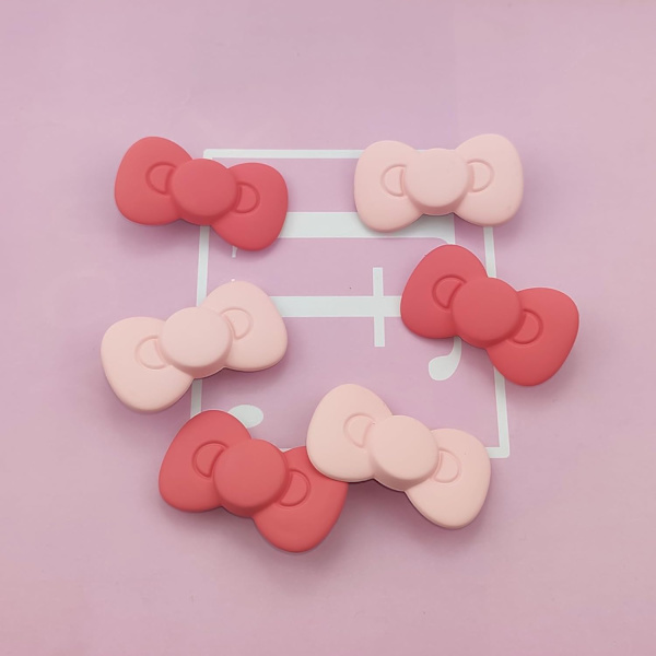 6 PAKKAUS Pinkki Rusetti Hiussoljet Tytöille, Söpö Rusetti Hiukset Barrettes Hiustappi Alligaattori Klipsit Kawaii Hiustarvikkeet Naisille