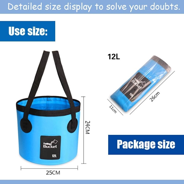 Foldbare bøtter, Heavy Duty Vanntette Foldbare Bøtter, (12L) Colla