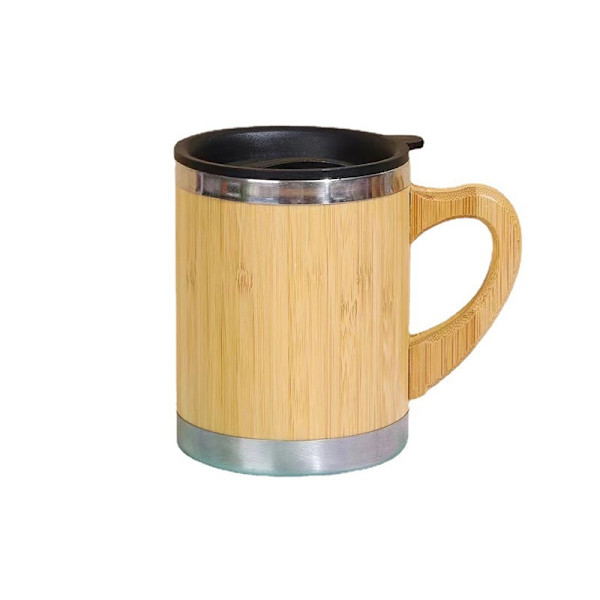 350ML Bambustål Kaffekopp, Isolerad Mugg med Handtag
