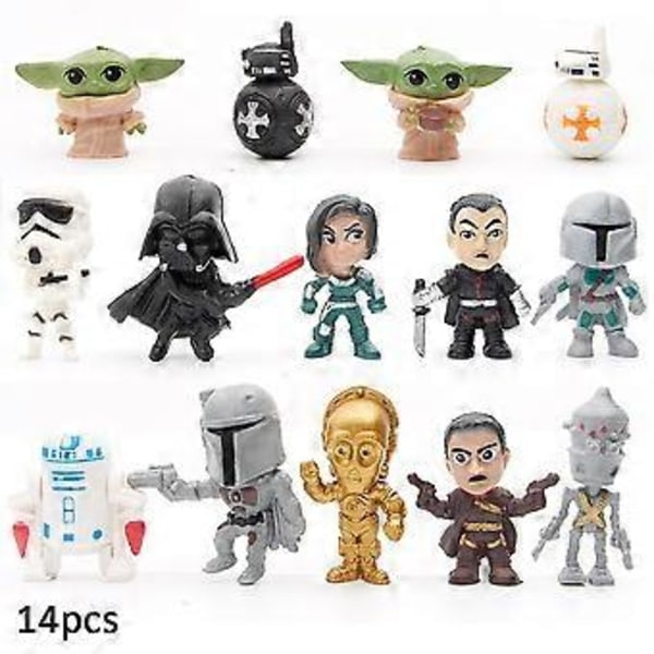 14 stk. Star Wars Mini Figurer Ornament Kage Toppers Dekoration Festartikler Børns Fødselsdag Cupcake Figurer