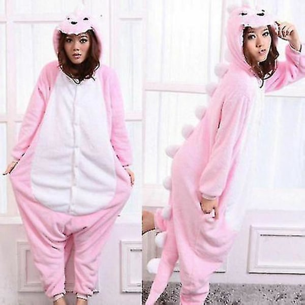 Halloween Unisex Fancy Dress Costume Hoodies Pajamas Sleep Wear Pink Dinosau Pink Dinosaur M for 160 to 170cm