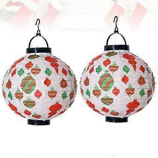 2 stk Julelysende Papirlykter Hengbare Papirlykter Julscene Layout Dekorasjoner Uten Lampe Hvit Reddik Stil