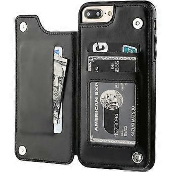 iPhone 7 Plus iPhone 8 Plus Plånboksfodral med Kortfack, KATEA Premium PU-Läder Stativ Kortfack Fodral, Dubbel Magnetisk Spänne och Hållbar Stötskydd