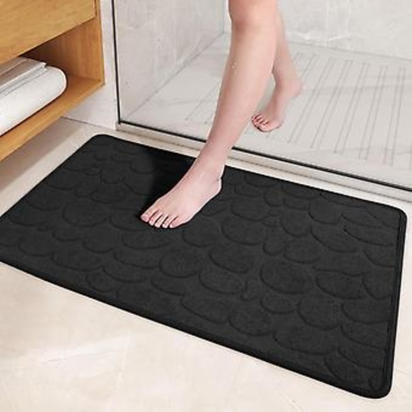Color&Geometry Nopeakuivuva Ohut Kylpyhuoneen Matto Oven Alle - Super Imuva, Liukumaton Kumipinta, Ei Karvaa, Pesu Kestävä Musta Kylpyhuoneen Matto - 16\"x24\" S