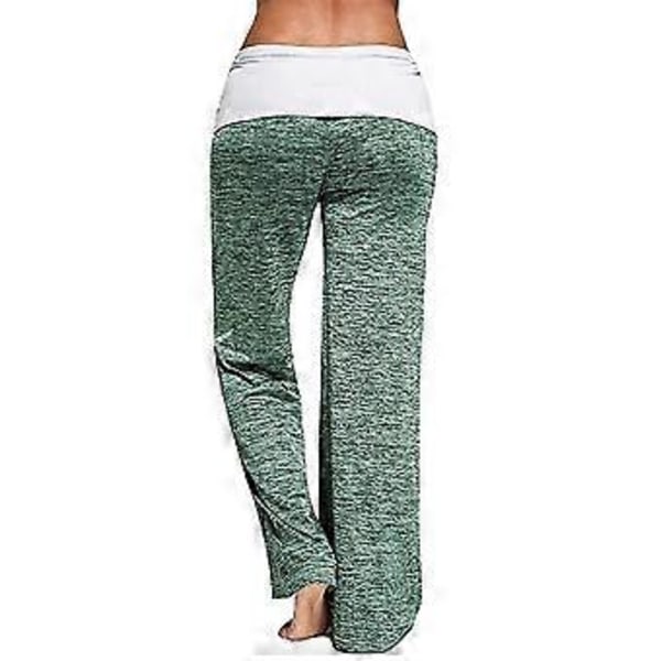 Naisten väripilkku kiristysnyörilliset joogahousut rennot löysät hengittävät kuntosali urheilu pilates pitkät housut -NMAOV(2XL Vihreä)