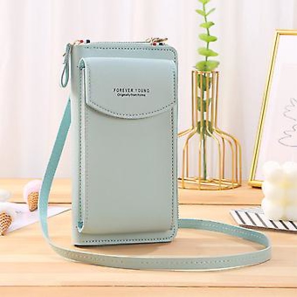 Stilful PU Læder Blokerende Crossbody Mobiltelefon Taske Til Kvinder Grøn