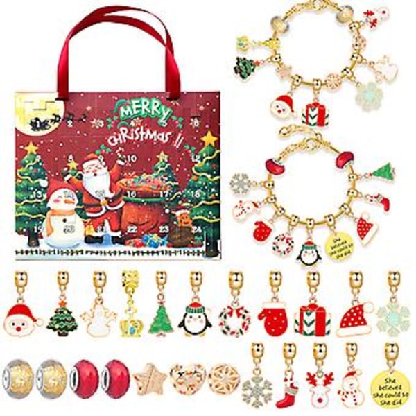 Julekalender Armbånd Piger 24 Dage Jule Nedtælling Kalender (E)