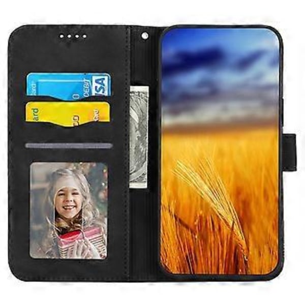 DIERFENG DF-03 til Xiaomi Redmi Note 13 4G Etui Pung Læder Flip Telefon Cover - Sort (Sort)