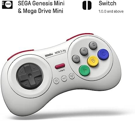 2.4G trådløs gamepad til Sega Genesis Mini og Mega Drive Mini og Switch med 6-knaps layout