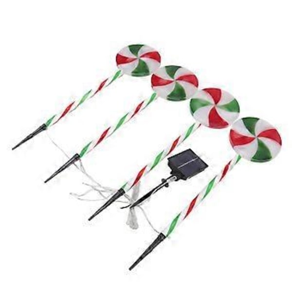 Solar Lollipop-lampor IP65 Vattentäta 8 Lägen 1 för 4 Dekorativa LED Jul-marklampor för Trädgård Gångväg Gård