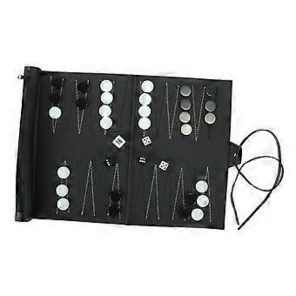 Matka- ja vapaa-ajan PU-nahkainen rullattava backgammon-setti aikuisille ja lapsille