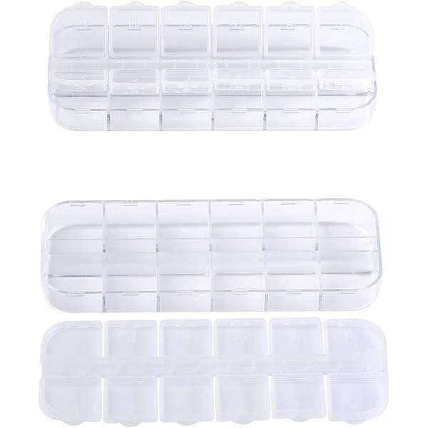 6-pack Nagelkonstverktyg Smyckesorganisatör, 12 Fack Plast