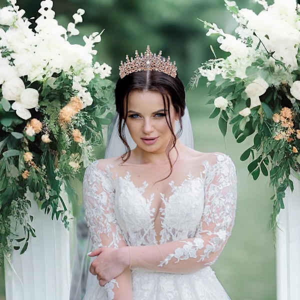 Tiara Crown Diadem för Kvinnor och Flickor, Diadem Hårtillbehör för Födelsedag Bröllop Fest Kostym Ros   C