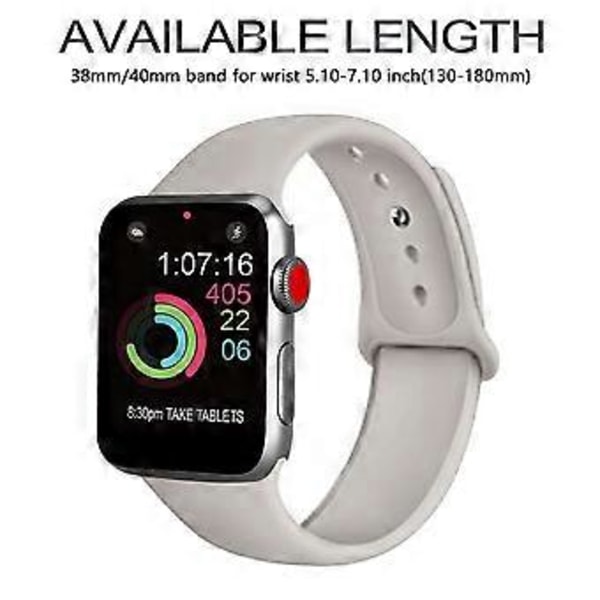 Rem|Type C - Kompatibel med Apple iwatch Silikon Urrem - 38/40mm Lille Størrelse - Pebble Farve