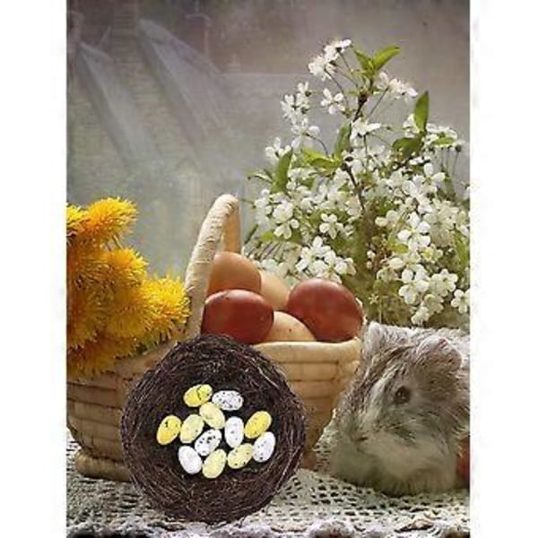 Fargerike påskeegg dekorasjoner hengende ornamenter for påskekurv tre dekor fest favoriserer forsyninger hjemme (4cm)
