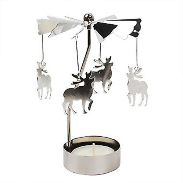 Roterande Snurrande TeLjusstake i Metall, Karusell Heminredning Present (Älg)
