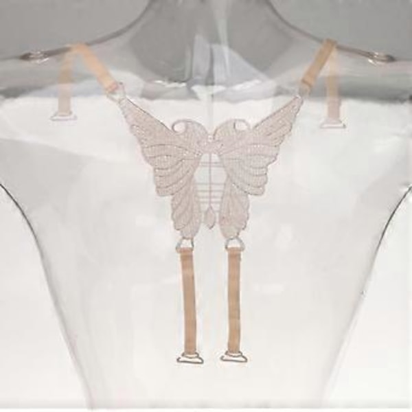 Justerbar Sexy Skulder-BH Ryggstropper Blonde Sommerfugl Kjole Party (Beige)